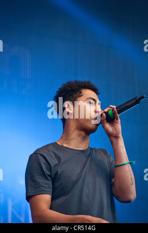 Jordan Rizzle Stephens of Rizzle Kicks at Evolution Festival 2012 at Spillers Wharf in Newcastle upon Tyne 4 June 2012 Stock Photo