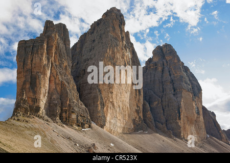 Tre Cime di Lavaredo or Drei Zinnen, South Tyrol, Italy, Europe Stock Photo