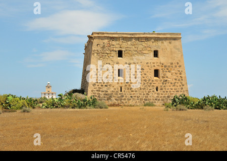 Torre de San José, former prison on Tabarca island, Alicante province, Costa Blanca, Spain, Europe Stock Photo