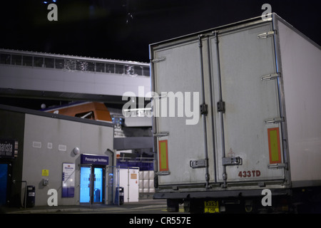 lorry at stena line terminal at night in belfast harbour northern ireland uk Stock Photo
