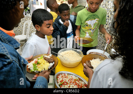 Food bank of a social project, Favela Morro da Formiga slum, Tijuca district, Rio de Janeiro, Brazil, South America Stock Photo
