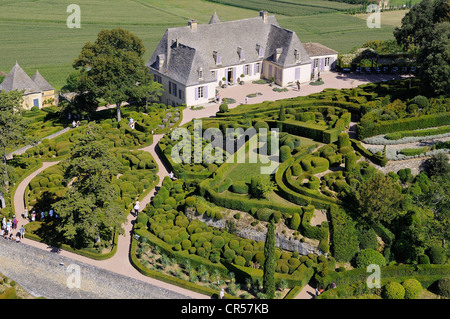 France, Dordogne, Perigord Noir, Vezac, Marqueyssac gardens (aerial view) Stock Photo
