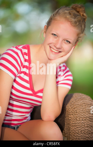 Outdoor portrait of blond teenage girl Stock Photo