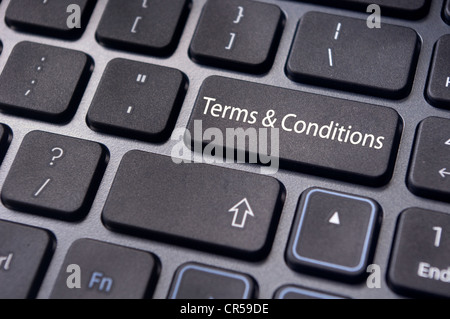 message on keyboard enter key, for terms and conditions concepts. Stock Photo