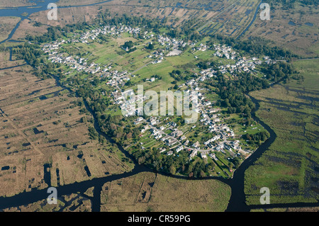 France, Loire Atlantique, Briere Regional Natural Park, Saint Joachim, ile Fedrun (Fedrun's Island)(aerial view) Stock Photo