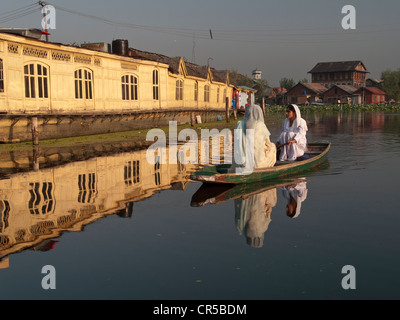 Shikara, traditional boat on Dal Lake, Srinagar, Jammu and Kashmir, India, Asia Stock Photo