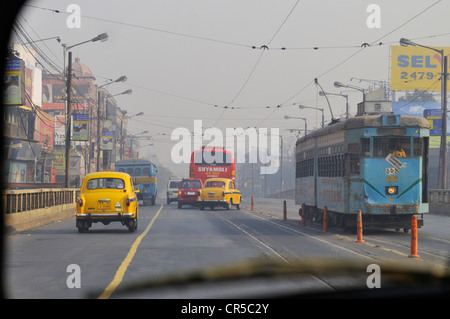India, West Bengal State, Calcutta (Kolkata), traffic Stock Photo