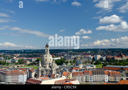 View from Rathausturm city hall tower on Altmarkt with Kreuzkirche church, Dresden, Saxony, Germany, Europe Stock Photo