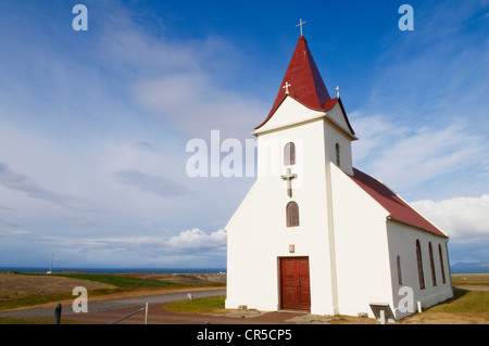 Iceland, Vesturland Region, Snaefellsnes Peninsula, Ingjaldsholl church Stock Photo
