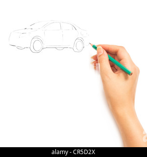 Hand drawing car isolated on white background Stock Photo