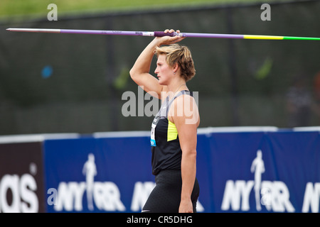 Barbora Sportakova (CZE) competing in the Women's Javelin at the 2012 NYC Grand Prix, Icahn Stadium, Randall's Island, New York Stock Photo