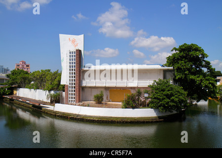 Miami Beach Florida,Indian Creek,closed down,boarded up,building,hotel,vacant,water,FL120528062 Stock Photo