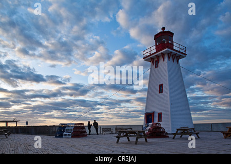 Canada, New Brunswick, Acadia, Shippagan, lighthouse at sunset Stock Photo