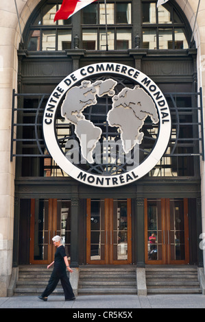 Canada, Quebec Province, Montreal, walker in front of the Centre de Commerce Mondial (World Trade Center) Stock Photo