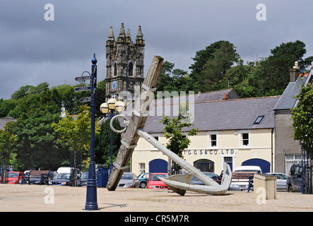 Wolfe Tone Square with St Brendan the Navigator's church in the background, Bantry, West Cork, Republic of Ireland Stock Photo