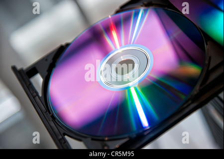 DVD in the DVD drive of a PC Stock Photo