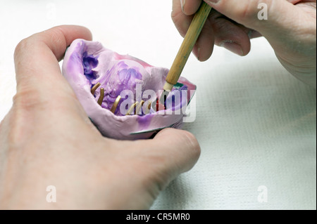 Negative impression of a jaw with holding pins Stock Photo