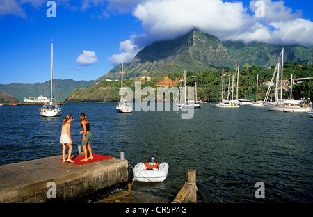 France, French Polynesia, Marquesas Archipelago, Hiva Hoa Island, Atuona Bay Stock Photo