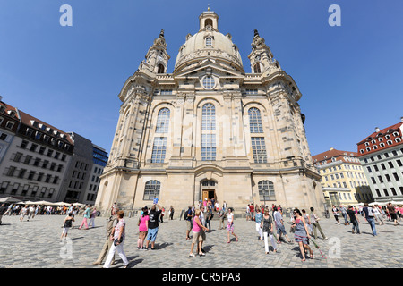 City Festival in Dresden, Church of Our Lady on Neumarkt square, Saxony, Germany, Europe Stock Photo