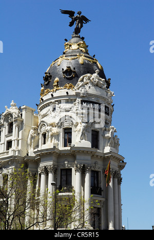 Spain, Madrid, Metropolis Building, at the angle of the Gran Via and calle de Alcala Stock Photo
