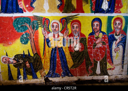 Colourful scene from the Bible, Bet Maryam Monastery, Bahir Dar, Ethiopia, Africa Stock Photo