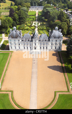France, Loir et Cher, Cheverny, the castle (aerial view) Stock Photo