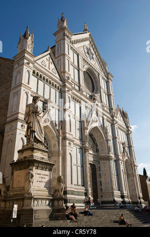 Italy, Tuscany, Florence, historical centre UNESCO World Heritage, Piazza Santa Croce, Santa Croce Church, Dante Alighieri Stock Photo