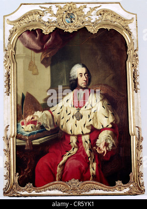 Clemens August, 16.8.1700 - 6.2.1761, Archbishop of Cologne 1723 - 1761, half length, sitting, painting by Georg Desmarees, Cologne, Germany, Stock Photo
