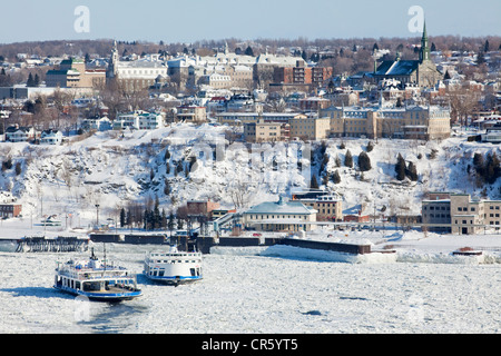 Canada, Quebec Province, Quebec City, frozen Saint Lawrence River in Winter, ferry to Levis Stock Photo