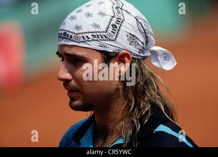 Agassi, Andre, * 29.4.1970, American athlete (Tennis), portrait, French Open, Roland Garros, Paris, 1992, Stock Photo