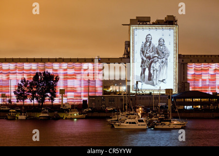 Canada, Quebec Province, Quebec City, the Images Mill by Robert Lepage and Ex Machina, giant projection of 600m long on 30m Stock Photo