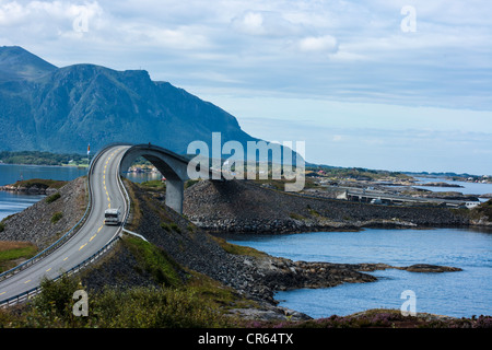 Storeidsundet Bridge, one of the eight bridges that makes up the Atlantic Ocean Road Stock Photo