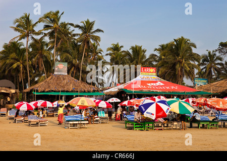 India, Goa State, Baga, beach and shops Stock Photo