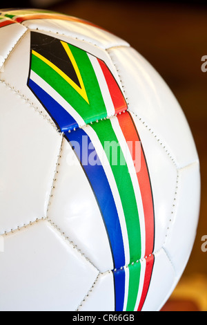 South Africa, Gauteng Province, Johannesburg, official ball of the 2010 Football World Cup with the flag of the country Stock Photo