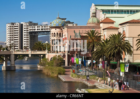 South Africa, Western Cape, Cape Town, Century City, shopping mall Canal Walk along the main canal Stock Photo