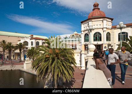 South Africa, Western Cape, Cape Town, Century City, entrance of shopping mall Canal Walk along the main canal Stock Photo