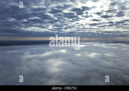 France, Eure, Vernon, clouds over vallee de Seine (Seine Valley) (aerial view) Stock Photo