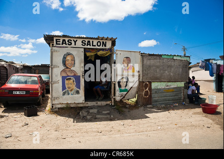 South Africa, Western Cape, Cape Town, the Township of Langa, street shop, a hairdresser Stock Photo