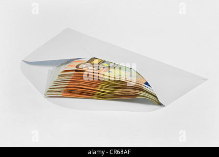 Envelope with 50-euro banknotes, bribe money, black money Stock Photo