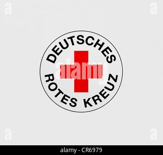 Logo of the Deutsches Rotes Kreuz or German Red Cross Stock Photo