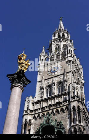 Germany, Munich, Marian column in front of town hall Stock Photo