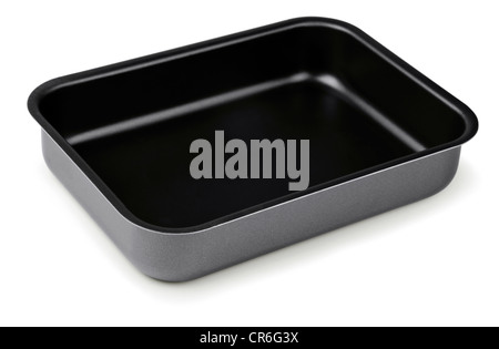 New black nonstick coating roasting pan isolated on white Stock Photo