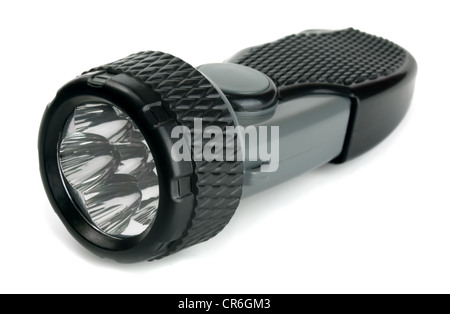 Black pocket led torch isolated on white Stock Photo