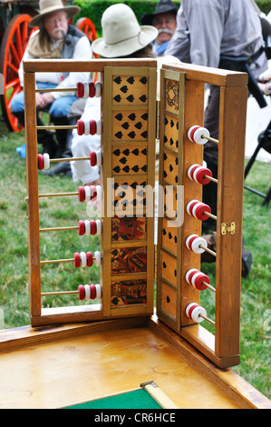 Old Faro (AKA Pharaoh or Farobank) late 17th century French gambling card game, Old West reenactment in Fort Worth, Texas, USA Stock Photo