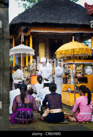 Every Balinese Hindu temple has an odalan on its' anniversary, which following the lunar calendar, occurs every 210 days. Stock Photo