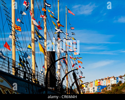 Detail of masts on the SS Great Britain built by Isambard Kingdom Brunel 1845 now a museum ship in Bristol Harbour England UK Stock Photo