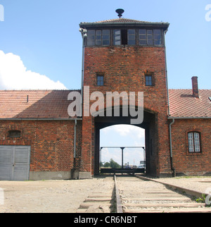 Auschwitz concentration camp main gate. Stock Photo