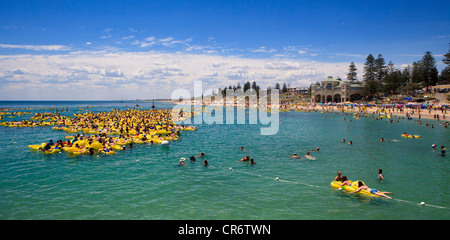People with inflatable during the Havaianas Thong Challenge World Record attempt on Australia Day 2012 Stock Photo
