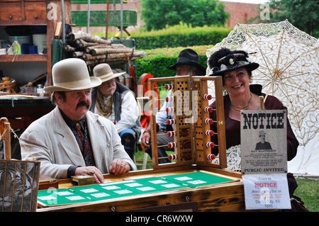 Old Faro (AKA Pharaoh or Farobank) late 17th century French gambling card game, Old West reenactment in Fort Worth, Texas, USA Stock Photo