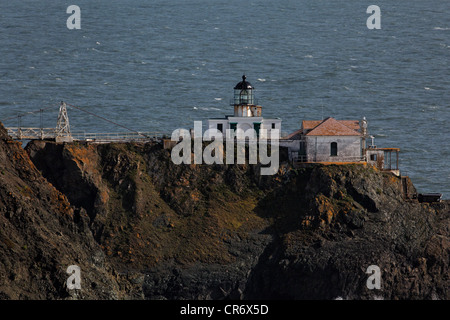 High Angle Close Up View of the Point Bonita Lighthouse, Golden Gate National Recreation Area, California Stock Photo